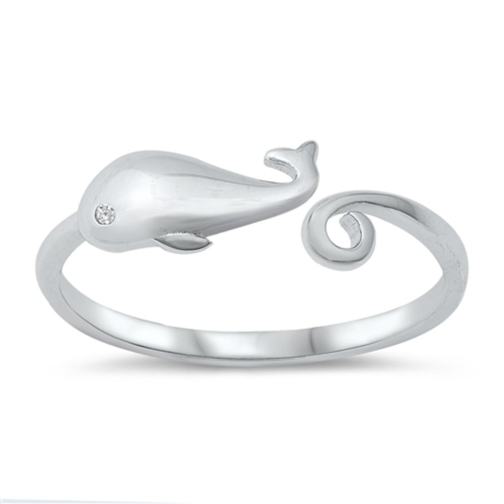 Sterling Silver Whale Ring 925 Fashion Band